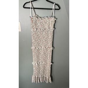 Mable Spring Spaghetti Strap Ruched Stretch Floral Dress. Size Med. EUC